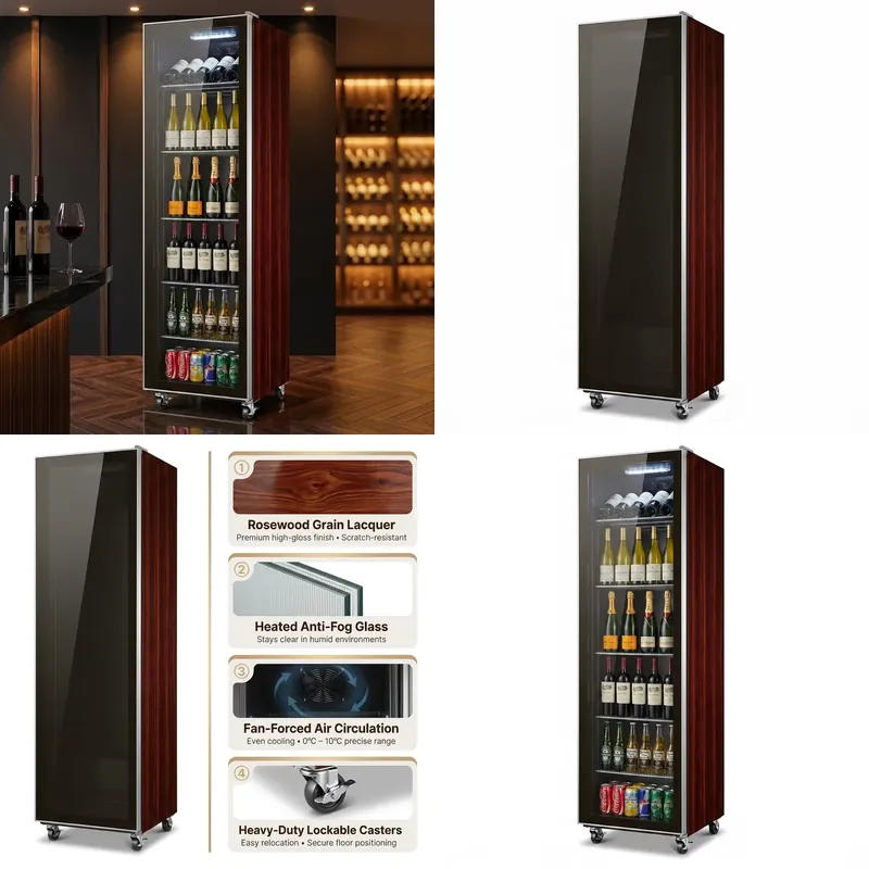 Wine Beer Cooler Fridge - Frigorifero Espositore Verticale per Vino, Birra