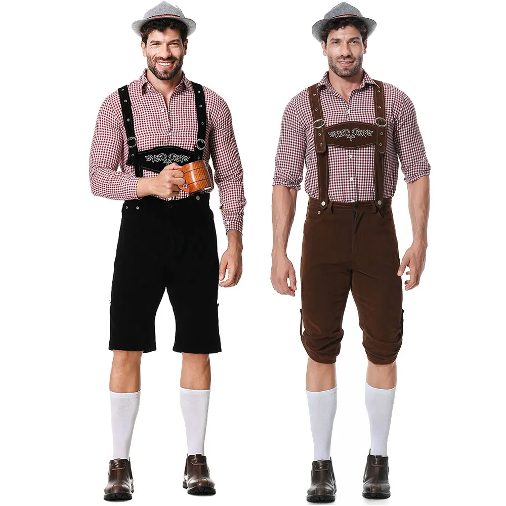Beer & Wine Downtown - Costume da Oktoberfest per Uomo, Lederhosen