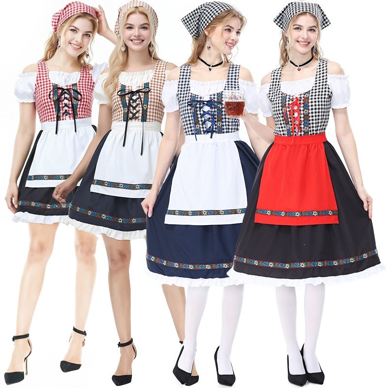 Beer & Wine Downtown - Costume Dirndl bavarese tedesco per donna,