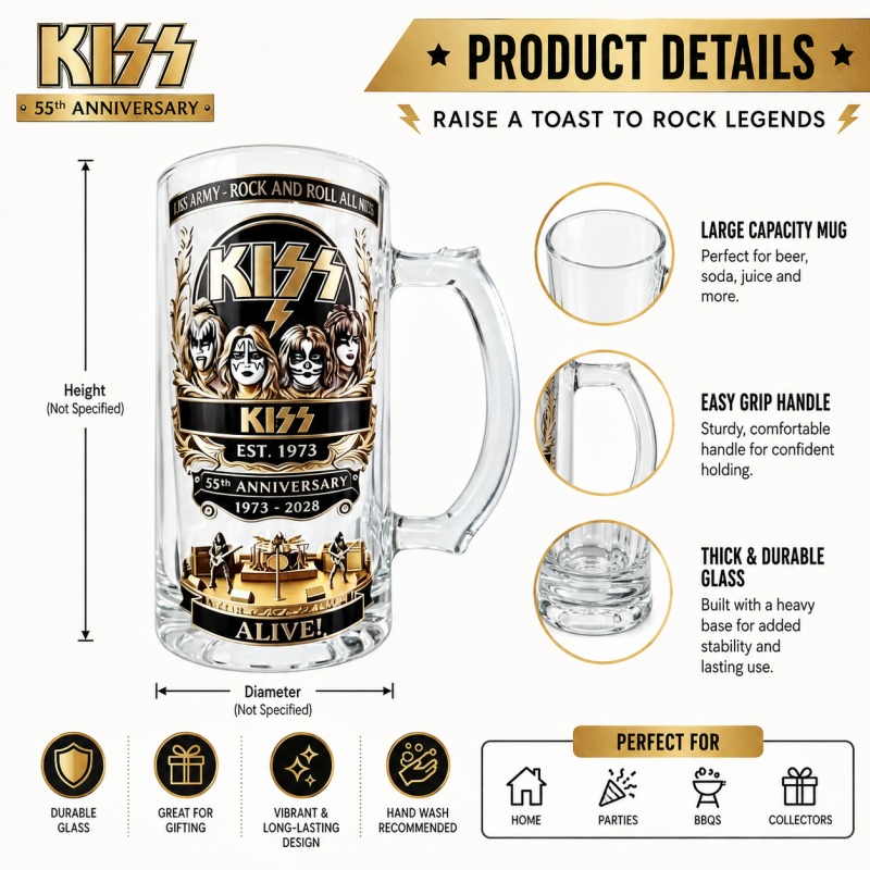 Boccale da Birra KISS 55° Anni - Beer Mug Handled recensione e prezzo